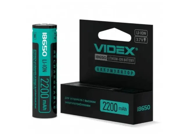 Акумулятор Videx Li-Ion 18650-P (захист) 2200mAh Фото 1